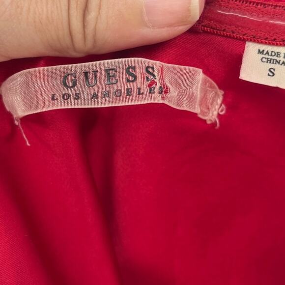 Guess Velvet Bustier Top Sz S Red Holiday Peplum Holiday Y2K Glam Corset Party - Picture 9 of 11